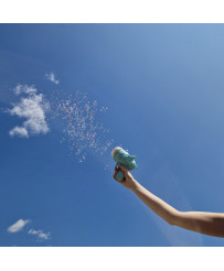Soap bubble gun soap bubbles with wings blue