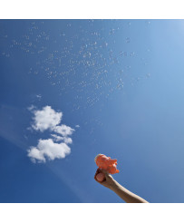Soap bubble gun soap bubbles with wings pink
