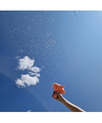 Soap bubble gun soap bubbles with wings pink