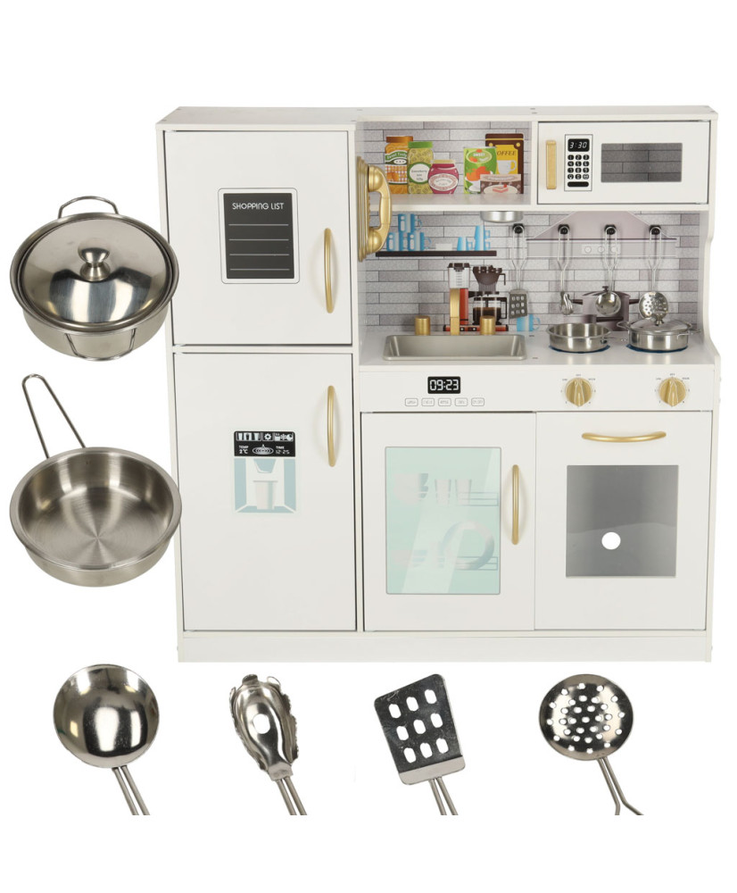 Wooden kitchen for children with refrigerator