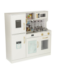 Wooden kitchen for children with refrigerator