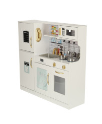 Wooden kitchen for children with refrigerator