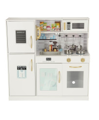 Wooden kitchen for children with refrigerator