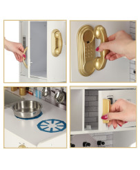 Wooden kitchen for children with refrigerator