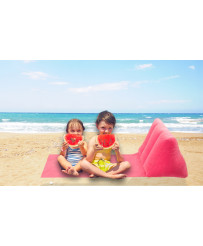 Beach mat lounger with backrest inflatable pink