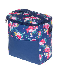 Thermal bag for lunch beach picnic 11L navy blue with flowers