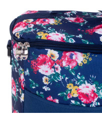 Thermal bag for lunch beach picnic 11L navy blue with flowers