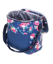 Thermal bag for lunch beach picnic 11L navy blue with flowers