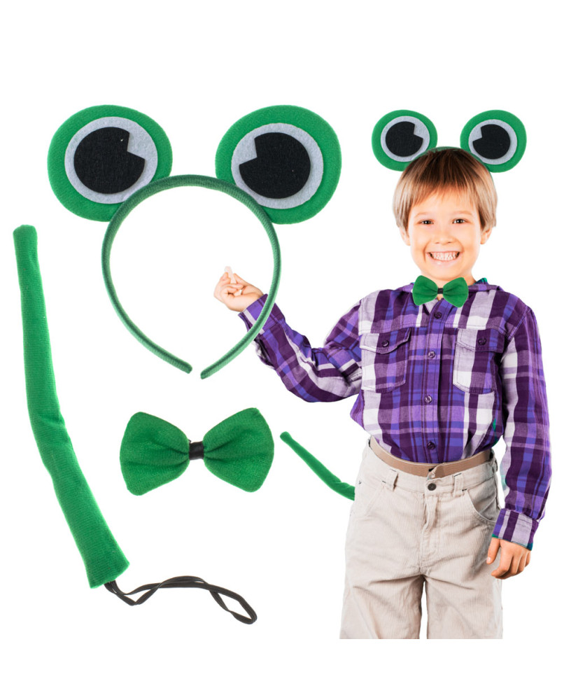 Costume headband bow tie tail set frog