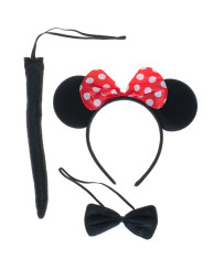 Costume headband bow tie tail set mouse