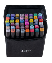 Double-sided alcohol markers in case 48 + stand