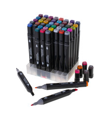 Double-sided alcohol markers in case 48 + stand