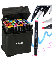 Double-sided alcohol markers in case 48 + stand