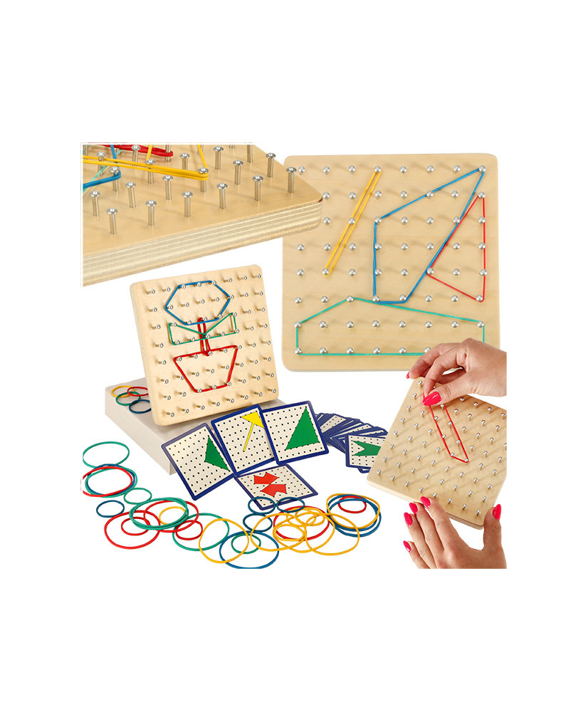 Geoboard geoplan wooden puzzle creating shapes with rubber bands