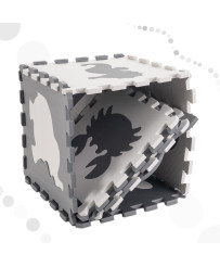 Foam puzzle mat for children 9 el. black-ecru 85cm x 85cm x 1cm