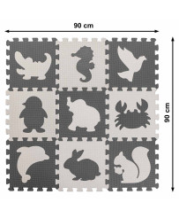 Foam puzzle mat for children 9 el. black-ecru 85cm x 85cm x 1cm