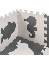 Foam puzzle mat for children 9 el. black-ecru 85cm x 85cm x 1cm
