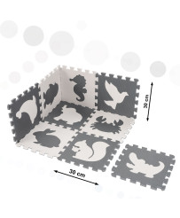 Foam puzzle mat for children 9 el. black-ecru 85cm x 85cm x 1cm
