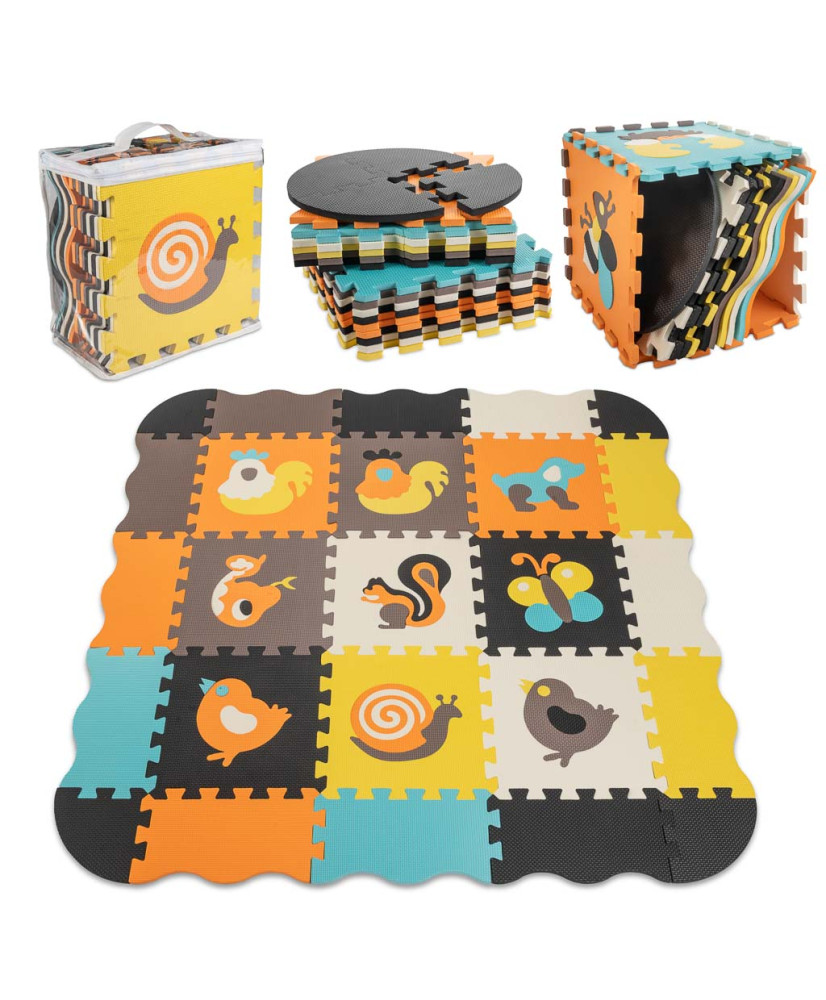 Foam puzzle mat / playpen for children 25el. colorful animals 114cm x 114cm x 1cm
