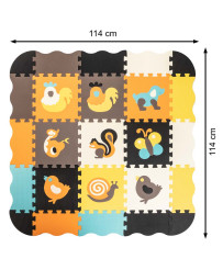 Foam puzzle mat / playpen for children 25el. colorful animals 114cm x 114cm x 1cm