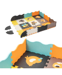 Foam puzzle mat / playpen for children 25el. colorful animals 114cm x 114cm x 1cm
