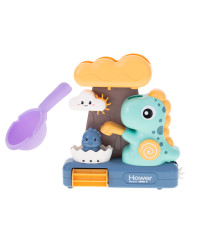 Bath toy shower with dinosaur reel