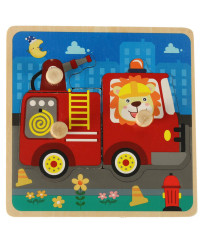 Wooden puzzle fire department