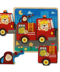 Wooden puzzle fire department