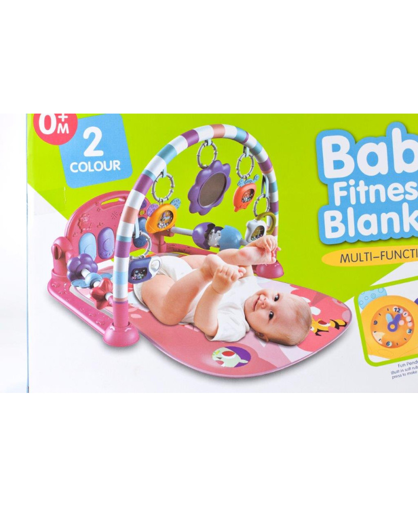 Educational mat with piano and rattles pink