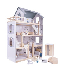 Wooden doll house + furniture 80cm