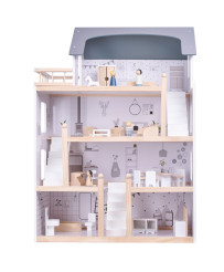 Wooden doll house + furniture 80cm