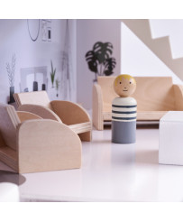 Wooden doll house + furniture 80cm