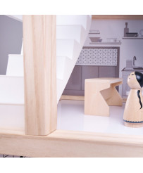Wooden doll house + furniture 80cm