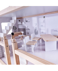Wooden doll house + furniture 80cm