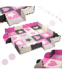 Foam puzzle mat / playpen 36el grey-pink 143cm x 143cm x 1cm