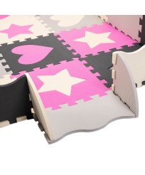 Foam puzzle mat / playpen 36el grey-pink 143cm x 143cm x 1cm