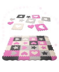 Foam puzzle mat / playpen 36el grey-pink 143cm x 143cm x 1cm
