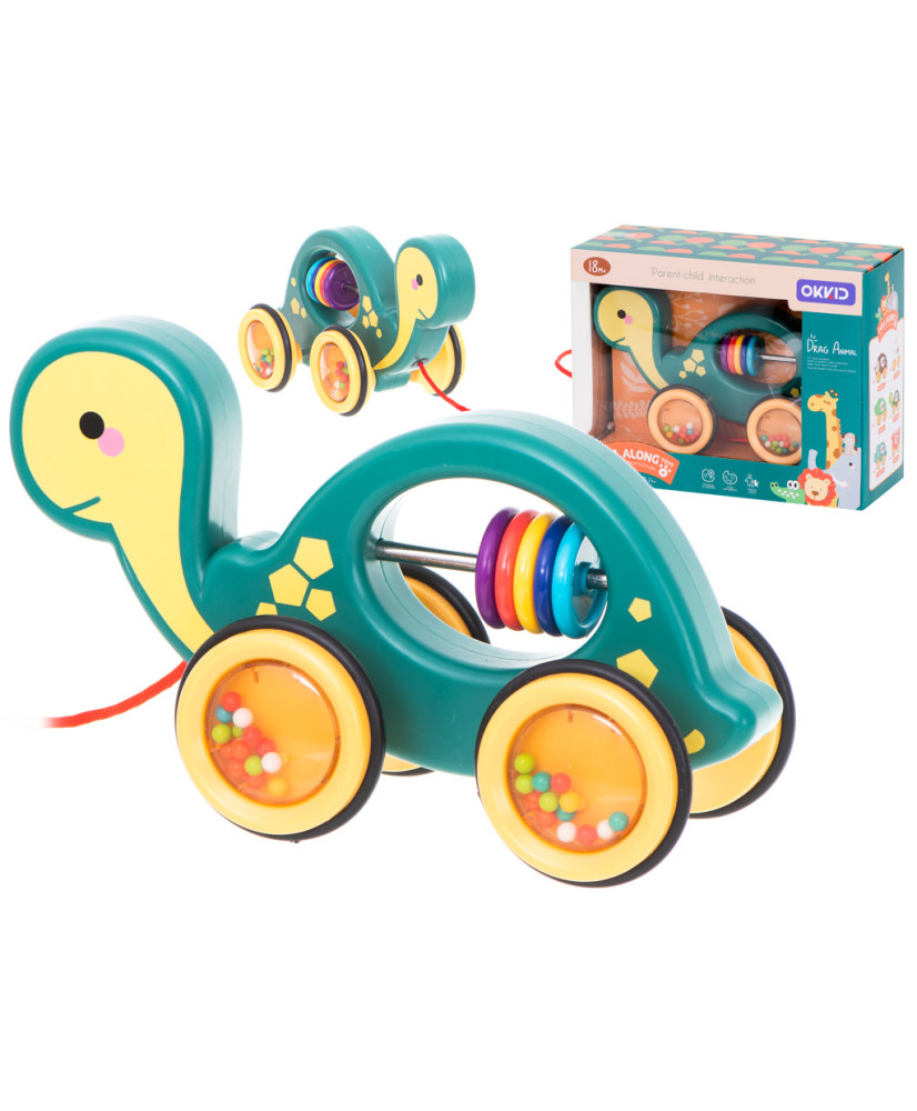 Wooden rattle on a string mobile turtle