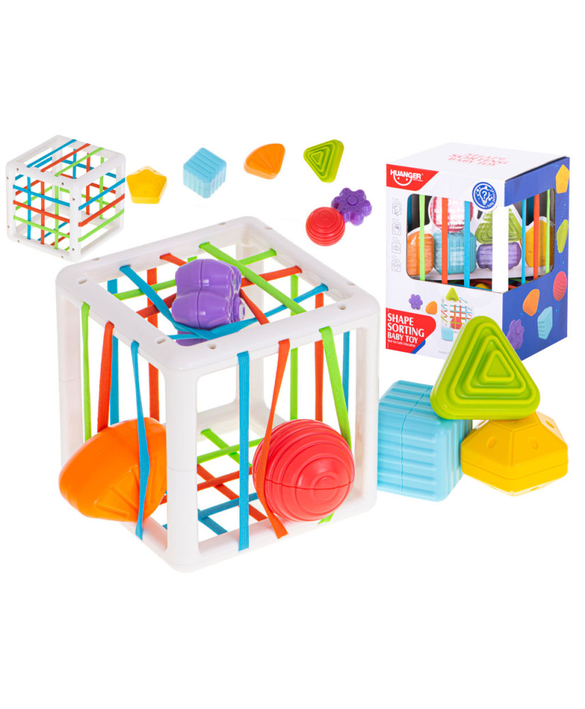 Flexible cube sorter toy plug-in square