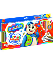 BAMBINO Triangular Crayons in wooden frame 24 colors + sharpener
