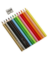 BAMBINO Triangular Crayons in wooden frame 12 colors + sharpener