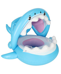 Inflatable pontoon mattress with shark canopy