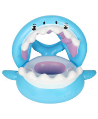 Inflatable pontoon mattress with shark canopy