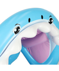Inflatable pontoon mattress with shark canopy