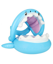 Inflatable pontoon mattress with shark canopy