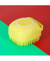 Silicone brush for washing dogs cats yellow