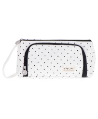 School pencil case double sachet cosmetic bag in dots