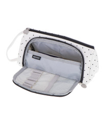 School pencil case double sachet cosmetic bag in dots