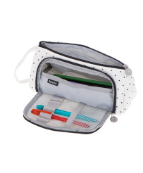 School pencil case double sachet cosmetic bag in dots
