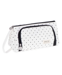 School pencil case double sachet cosmetic bag in dots